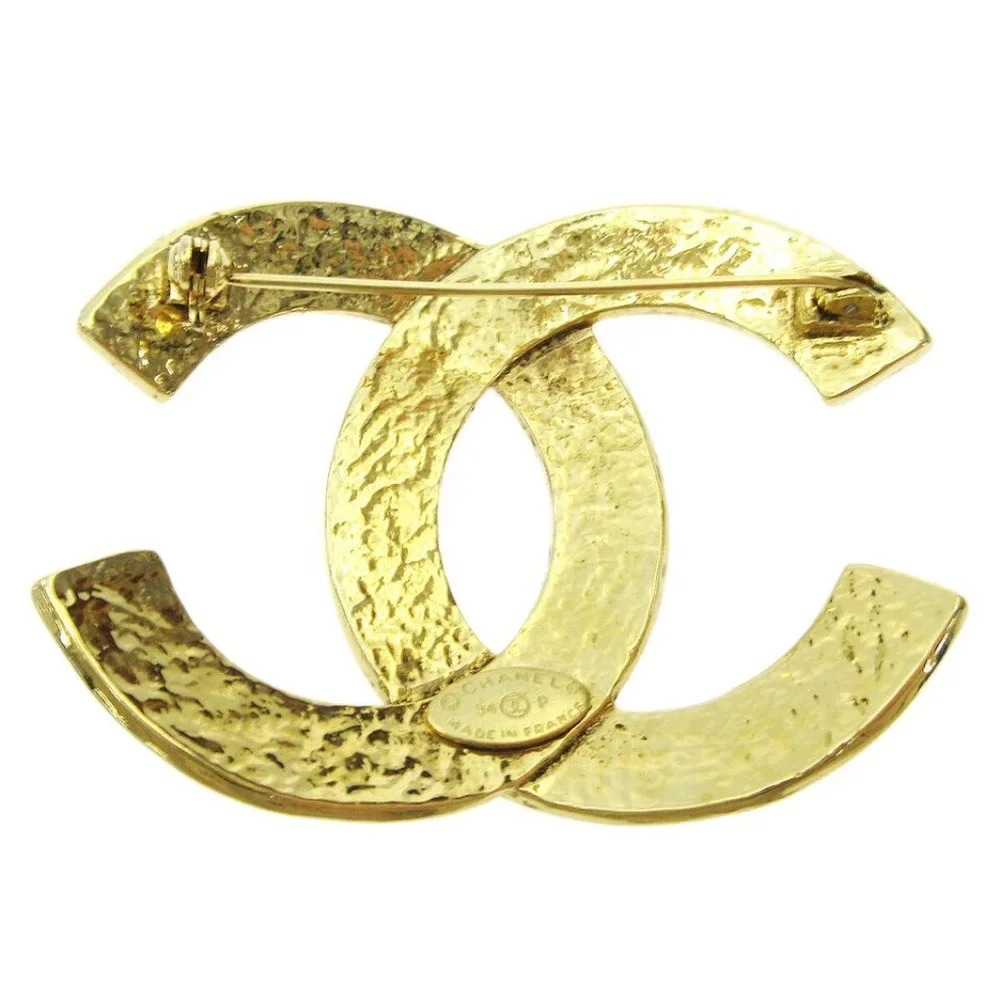 CHANEL CC Logos Brooch Pin Corsage Gold